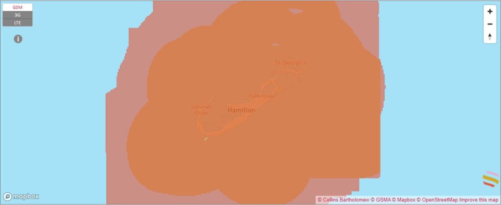 Digicel coverage map Bermuda