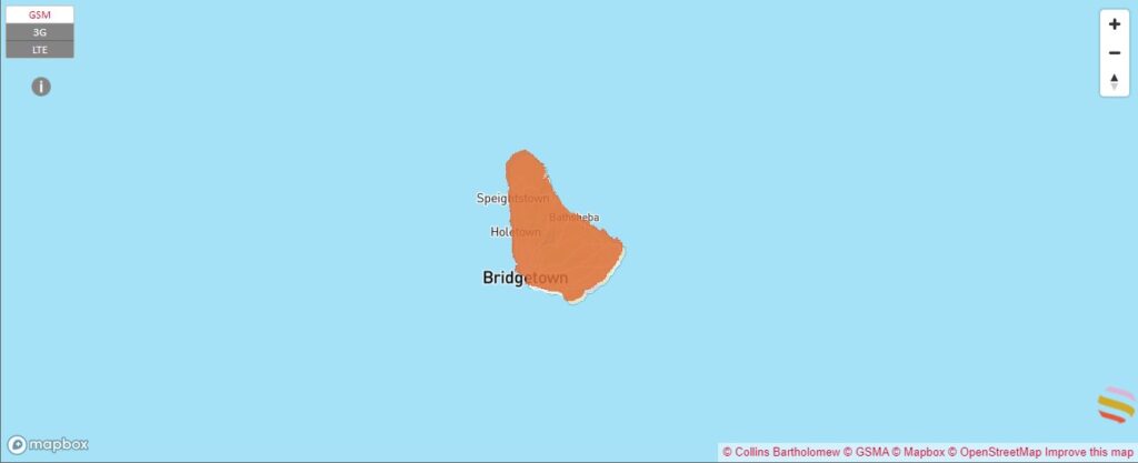 Digicel coverage map in barbados