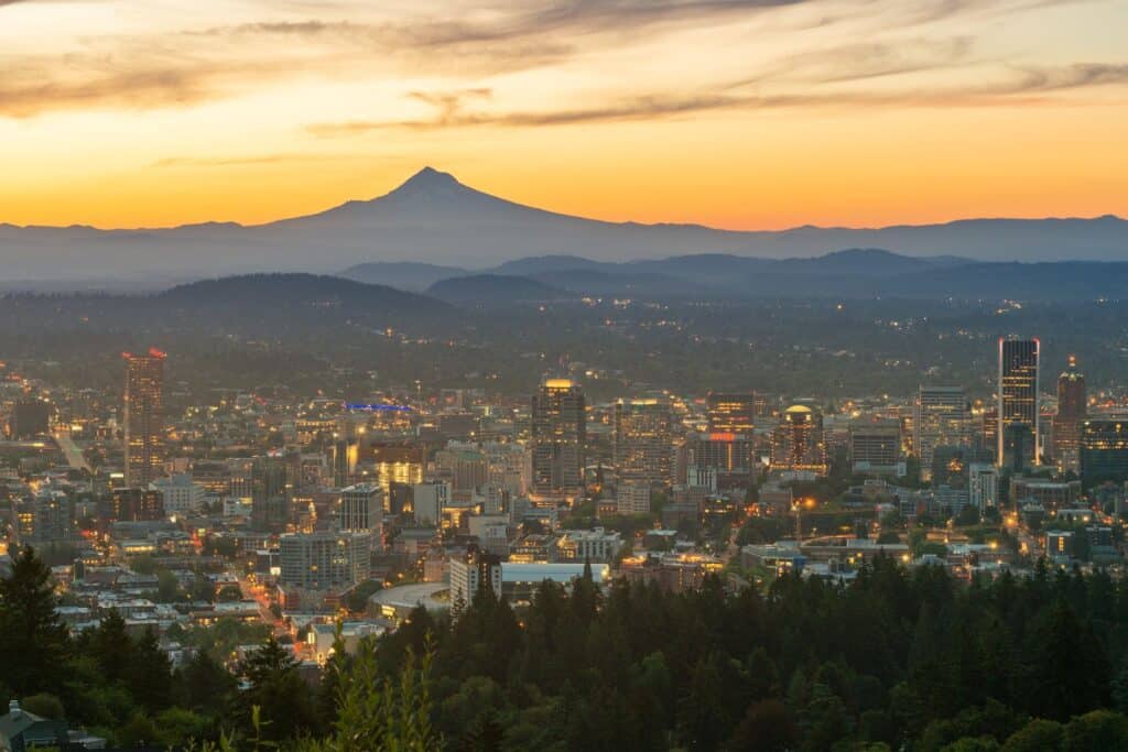 View of Portland, Oregon USA weekend trip destination