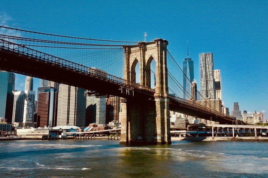 Panoramic view of the Brooklyn Bridge in New York