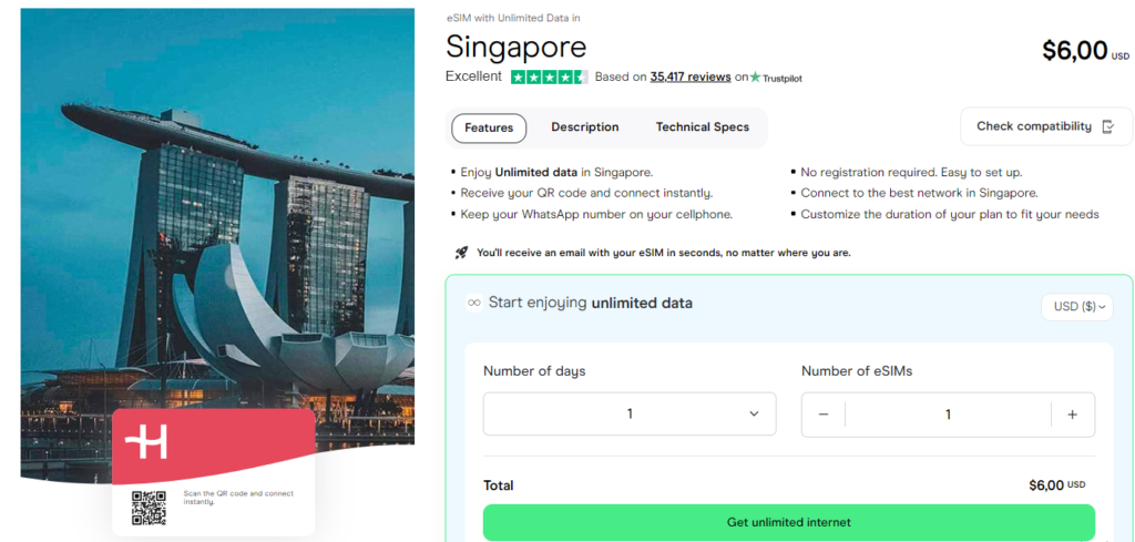 eSIM with unlimited data plans in Singapore